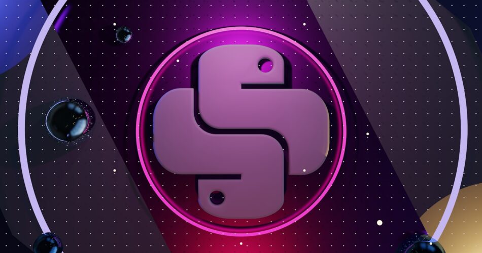 a purple and black background with a purple and black logo